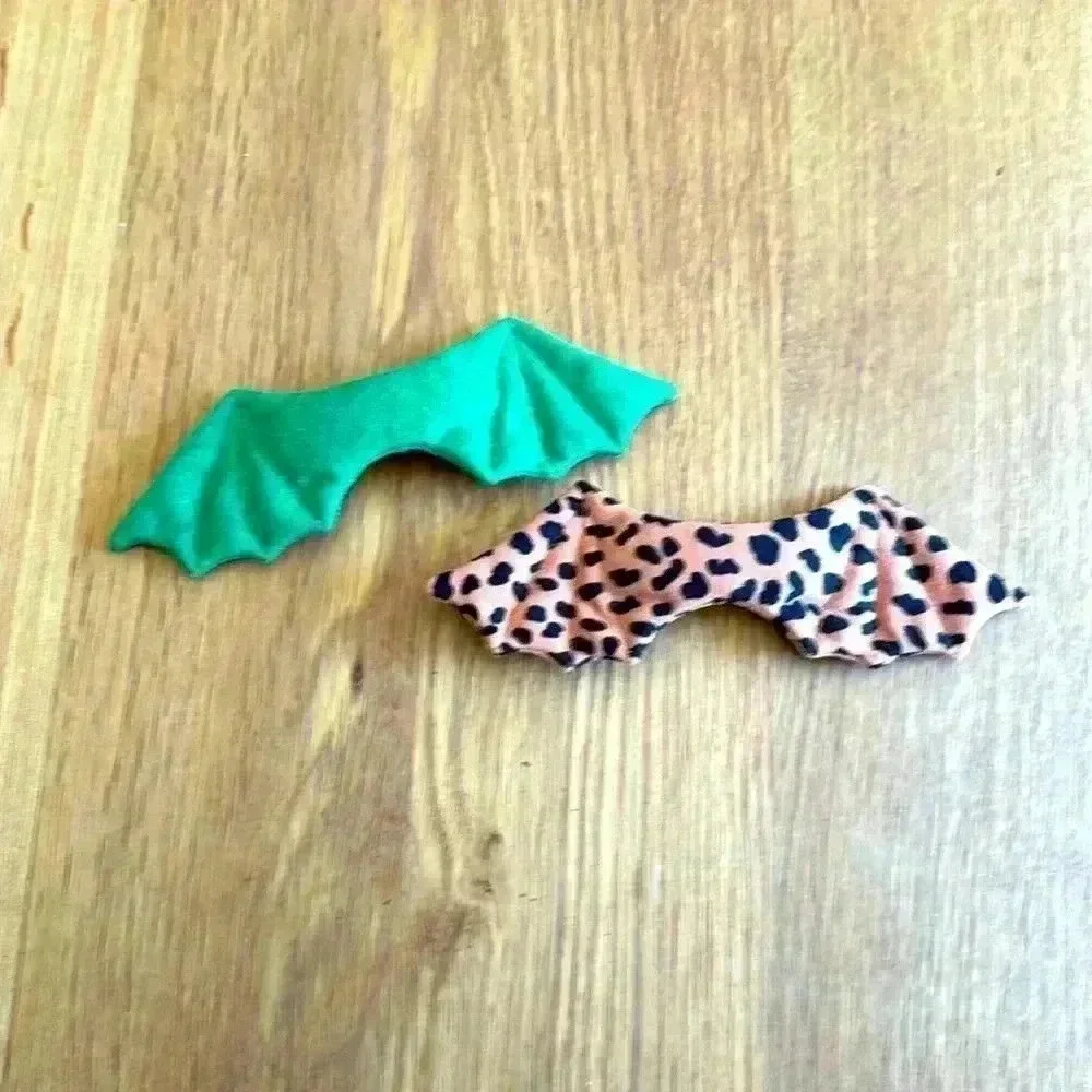 Bat shaped fabric hair clips